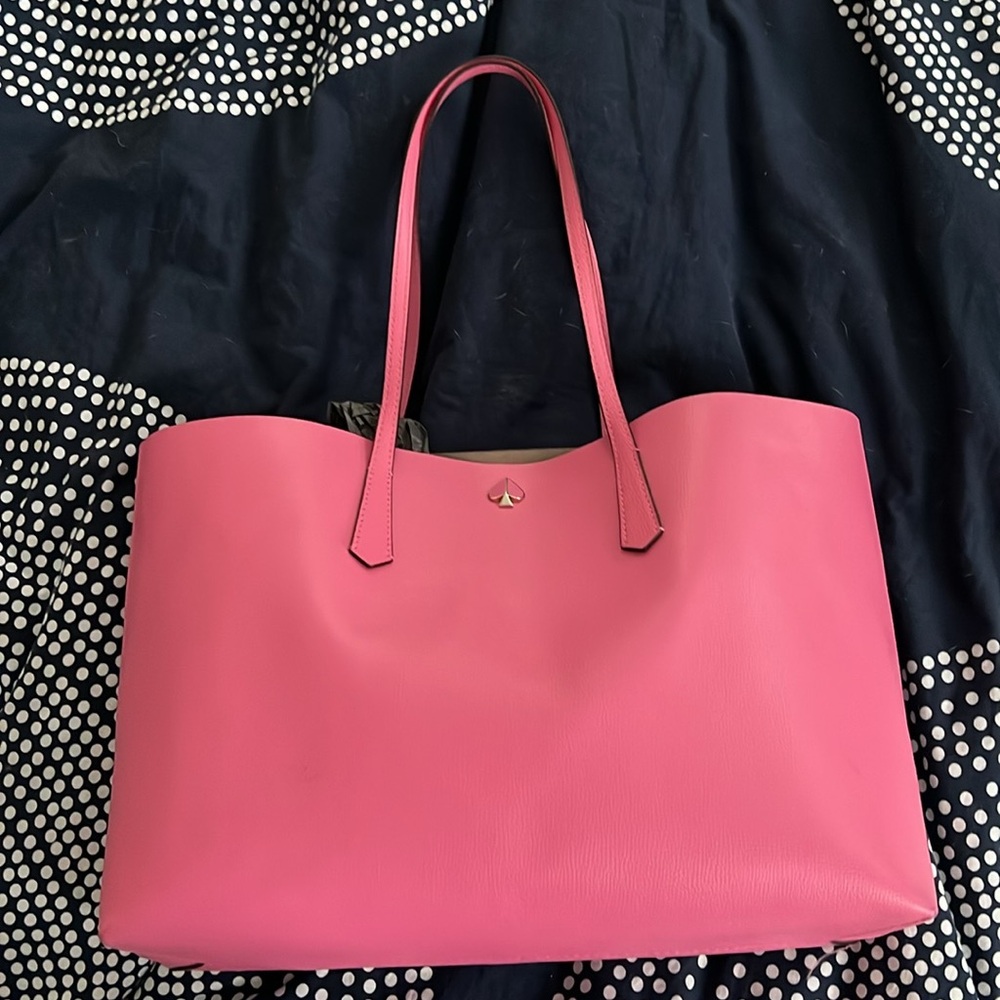 Peony pink large Kate Spade tote with detachable pouch